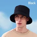 Premium high quality plain washed cotton bucket hat for outdoor sun protection in classic black - One Size (58cm) / Black