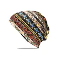 Ethnic μποέμ σκουφάκι slouchy για άνδρες και γυναίκες διπλής χρήσης περιλαίμιο - M (56-58cm) / Πολύχρωμο Λουλούδι