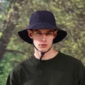 Navy blue waterproof quick-dry bucket hat for outdoor hiking and summer sun protection - One Size(58cm) / Navy Blue (3)