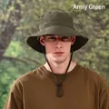 Wasserfester schnelltrocknender Fischerhut in Armeegrün für Wandern und Sonnenschutz - Einheitsgröße(58cm) / Olivgrün (5)