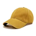 Gorra de béisbol de algodón lavado amarillo mostaza clásica para protección solar - M (56-58cm) / Amarillo