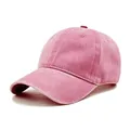 Gorra de béisbol de algodón lavado vintage rosa para protección solar y estilo casual diario - M (56-58cm) / Rosa