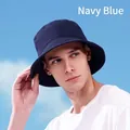 Υψηλής ποιότητας μπλε βαμβακερό καπέλο bucket για προστασία από τον ήλιο σε εξωτερικούς χώρους - Ένα Μέγεθος (58cm) / Ναυτικό μπλε