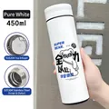 Weiße 450-ml-Vakuumflasche aus Edelstahl SUS304 mit niedlichem Cartoon-Bären-Illustration - 450ml / M-6447 Weiß