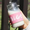 Einfache minimalistische Glaswasserflasche mit rosa hitzebeständiger Schutzhülle und Nice-Text - 450ml / Rosa
