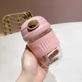 Mignonne tasse en verre rose oreilles de lapin avec étui en silicone pour bureau. - 350ml / Rose