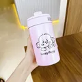 Vue détaillée d'une tasse isotherme rose en acier inoxydable avec un motif de chiot - Style Chien / 550ml / Violet
