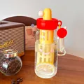 Hitzebeständige Kawaii-Glaswasserflasche mit Teefilter und Strohhalm, Pudding-Thema - 700ml / Rot