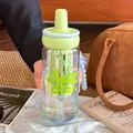 Transparent holographic glass tea infuser bottle with Lucky Star print and green lid - 630ml / Green