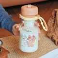 Tragbare süße Cartoon-Wasserflasche mit Strohhalm und Tee-Ei für Mädchen und Schüler - Cartoon Welpen Stil (BSQ298) / 700ml / Braun