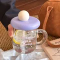 Glass cup with handle and purple lid featuring Better Me is Coming text - 400ml / Purple
