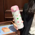 Tragbare isolierte Wasserflasche mit rosa Kirschmuster und Springdeckel für Schüler - 500ml / Rosa Kirsche Modell