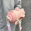 Kreative rosa Mars-Rover Wasserflasche mit Strohhalm und verstellbarem Gurt für Kinder - Flugzeugform (441) / Einzelstück / Rosa