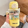 Gourde jaune en Tritan pour enfants avec paille et joli motif de voiture de dessin animé - 600ml / Cartoon Park (25403) / Jaune