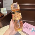 Tragbare süße Cartoon Capybara Trinkflasche mit Strohhalm aus orangefarbenem Tritan-Kunststoff - Capybara (2026)