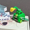 Grüner Frosch Bagger Kinder Wasserflasche mit Strohhalm und tragbarem Schultergurt - Baggerform (719) / Einzelstück / Grün