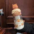 Süße Capybara-Wasserflasche mit 3D-Cartoon-Tierdeckel und einem tragbaren Griff - Capybara (5503)