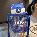 Blaue Bären-Wasserflasche mit Strohhalm und verstellbarem Gurt für Schüler - 1300ML / L / Blau