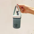 Portable cute deer plastic water bottle with handheld silicone strap and phone holder lid - 330ML / Blue