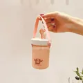 Portable cute deer plastic water bottle with handle and phone holder for students - 330ML / Pink