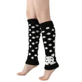 Gedetailleerd overzicht van schattige zwarte panda beenwarmers met stippen - Eén maat / Zwart