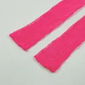 Close-up macro view of vibrant neon pink fishnet mesh texture for long party gloves accessories - Long / Rose Red