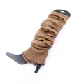 Soft coffee brown knitted leg warmers for yoga, ballet, and autumn winter warmth - One Size / Khaki