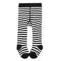 Macro view of black and white striped soft cotton footed leggings for infants - M / Bottoms / Black & White Stripes