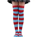 Chaussettes montantes à rayures rouges et bleues pour le carnaval et les fêtes. - Taille unique / Rayures Très Larges (Article 28) / Rouge Et Bleu