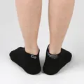 Rear view detail of black men's ankle socks with white 'Go away' slogan print - One Size / Go Away / Black