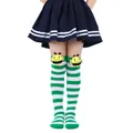 Cute green and white striped knee high bee socks for girls performance and cosplay - Kids (7-12 Years) / Green and White Striped