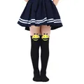 Detail shot of cute bee plush doll attachment on black children's over-the-knee socks - Kids (7-12 Years) / Solid Black