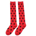 Ladybug themed red knee-high socks with black polka dots for kids festive costumes - Kids (7-12 Years) / Red/Black Polka Dot