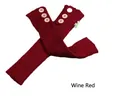 Cozy wine red knitted leg warmers with vintage wooden button accents for women - One Size / Burgundy