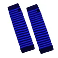 Mitaines longues à rayures bleues et noires avec trous pour les pouces pour la fête - Taille unique / Long Rayé / Bleu Royal & Noir Rayé Fin (20)