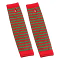 Chauffe-bras longs sans doigts à rayures rouges et vertes pour les fêtes de Noël - Taille unique / Long Rayé / Rouge & Vert Rayé Fin (22)