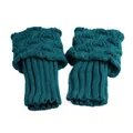 Teal knitted cable knit boot cuffs with ribbed texture for winter warmth and style - One Size / Teal