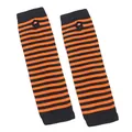Mitaines longues sans doigts avec rayures horizontales classiques orange et noires - Taille unique / Long sans doigts / Orange et Noir Rayé (12)