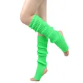 Détail des jambières tricotées vert néon de 50cm avec étrier pour ballet et yoga - Taille unique / Vert Fluorescent