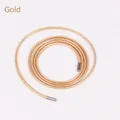 Skinny gold braided rope waist belt for dresses featuring sleek silver metal ends - 165cm / Gold