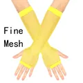 Neon yellow long fishnet gloves with elastic fine mesh for party and club wear - One Size / Bright yellow