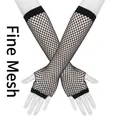 Elastic black long fishnet gloves in fine mesh style for clubwear and parties. - One Size / Black
