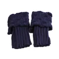 Detailed macro view of navy blue cable knit boot cuffs with decorative ribbed texture - One Size / Navy Blue