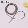 Elegant thin silver-gray decorative rope belt with polished metal tips for women's dresses - 165cm / Silver Gray