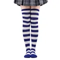 Chaussettes hautes à rayures bleues et blanches bas au-dessus du genou pour le cosplay. - Rayures Larges (Article 9) / Bleu Royal Et Blanc