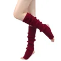 Premium dark red knitted stirrup leg warmers for yoga and ballet dance sports wear - One Size / Burgundy
