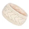 Diadema de punto trenzado con forro polar crema para calor y protección auditiva - Blanco Leche