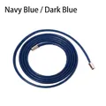 Simple thin navy blue leather rope belt with silver metal tips for women's dresses - 165cm / Dark Blue