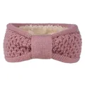 Gros plan d'un bandeau en tricot rose avec doublure polaire douce pour l'hiver. - Violet Cuir
