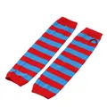 Manchons longs à rayures rouges et bleues avec trou pour le pouce gants sans doigts - Taille unique / Long Rayé / Rayé Bleu Foncé et Rouge (58)